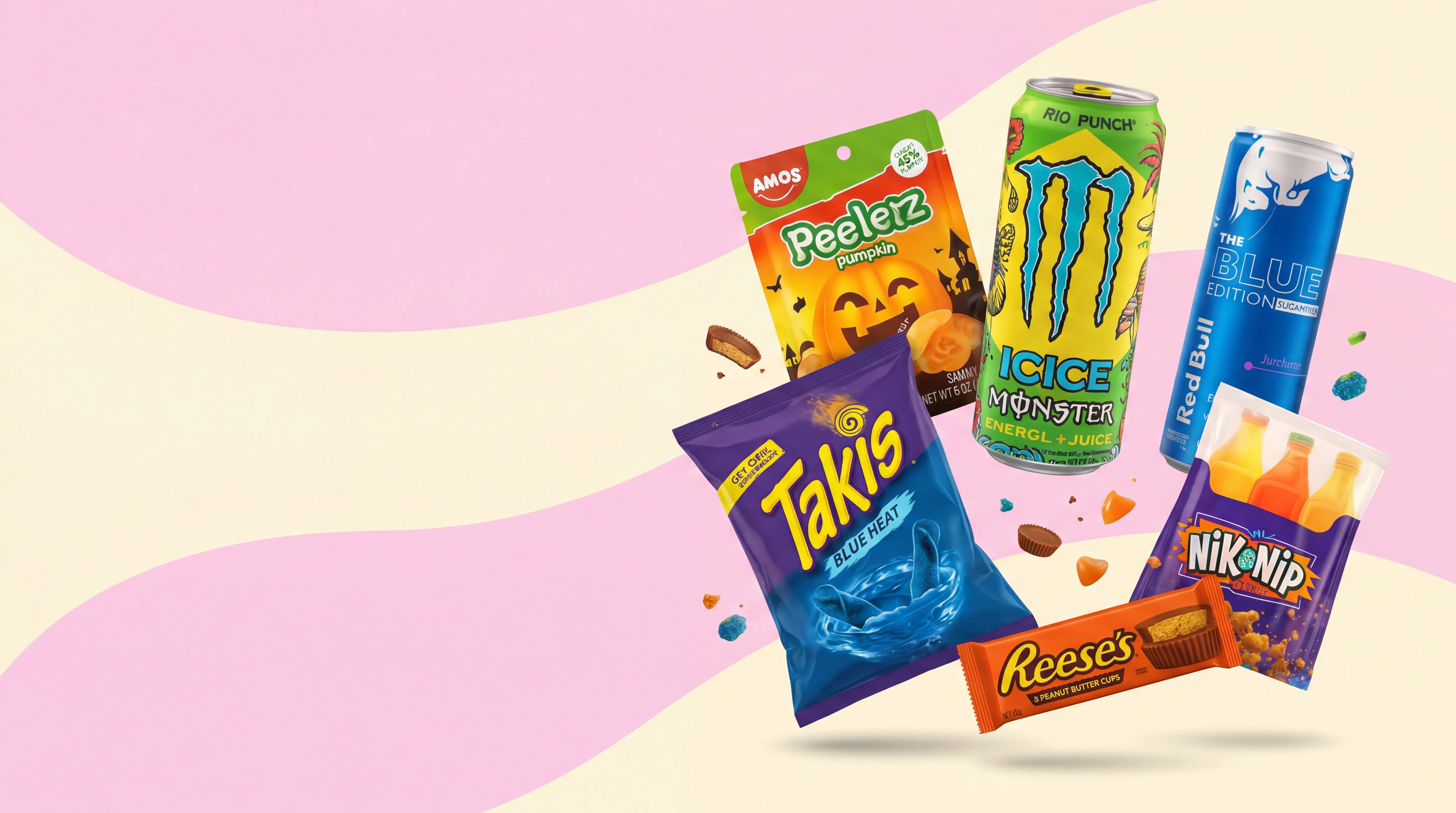 Restock og nyheter hos Dubai Sjokolade Norge – populære produkter som Monster Rio Punch, Red Bull Blue Edition, Takis Blue Heat, Reese’s Peanut Butter Cups og Amos Peelers Pumpkin. Amerikansk godteri, snacks og energidrikker på lager igjen i Norge