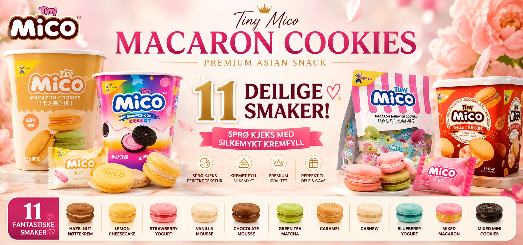 Mico Macaron Cookies – Sprø Sandwichkjeks med Kremfyll