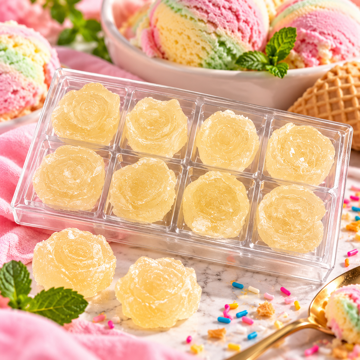Rainbow Sherbet Crystal Candy – Kohakutou Rose Treat Box