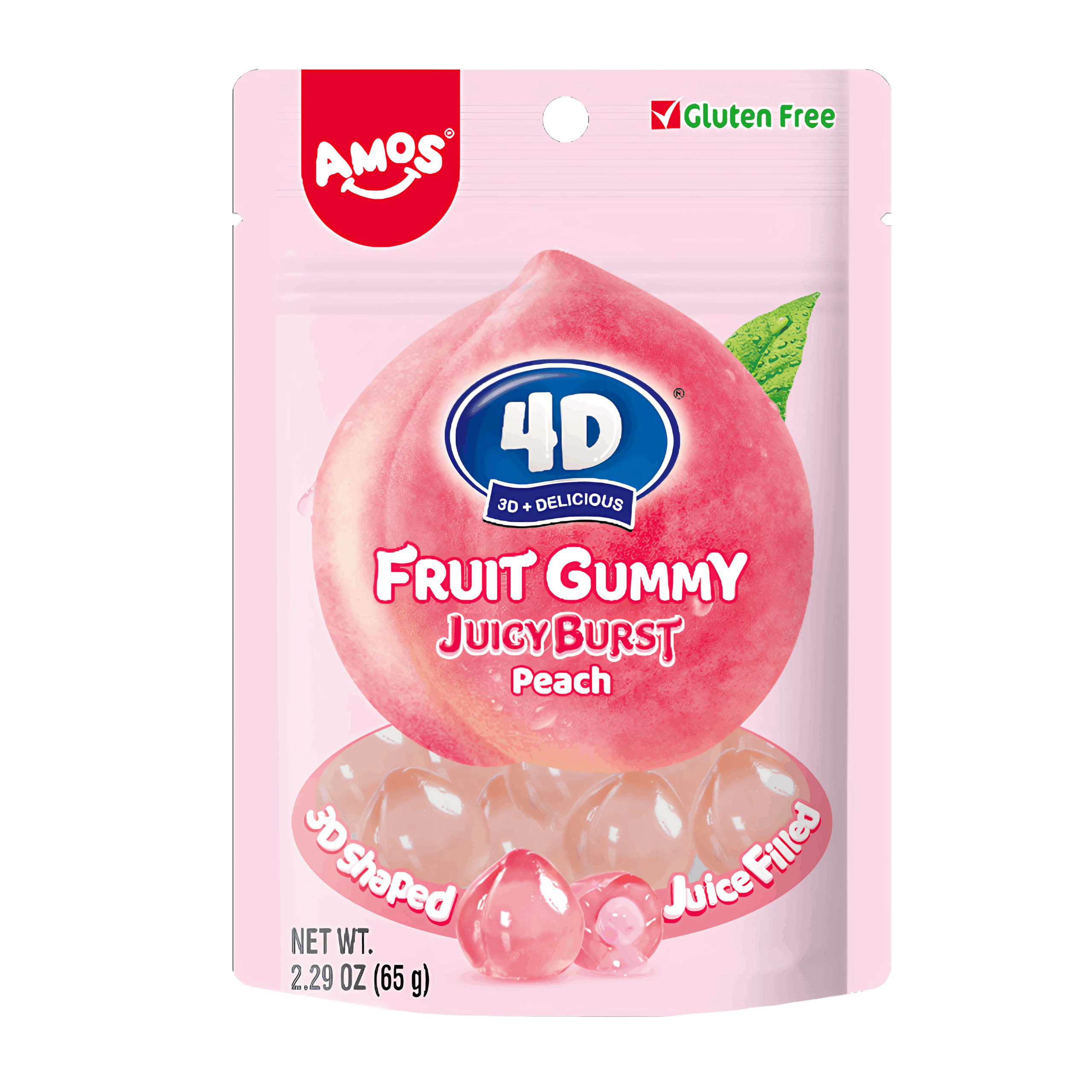 Amos 4D Fruit Gummy Peach Burst 65g