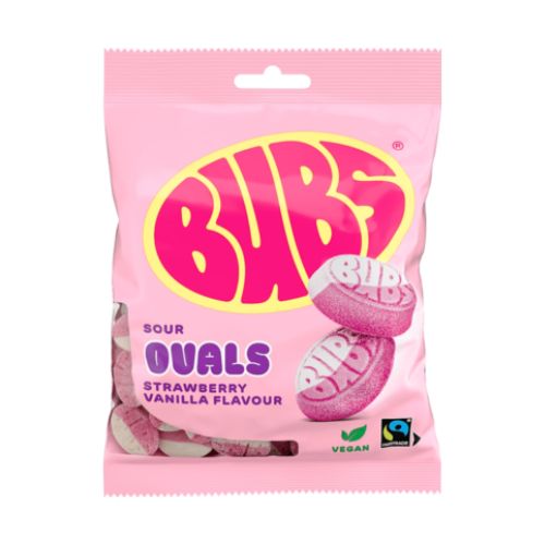 BUBS Goody Strawberry Vanilla Sour Ovals Vegan 90g