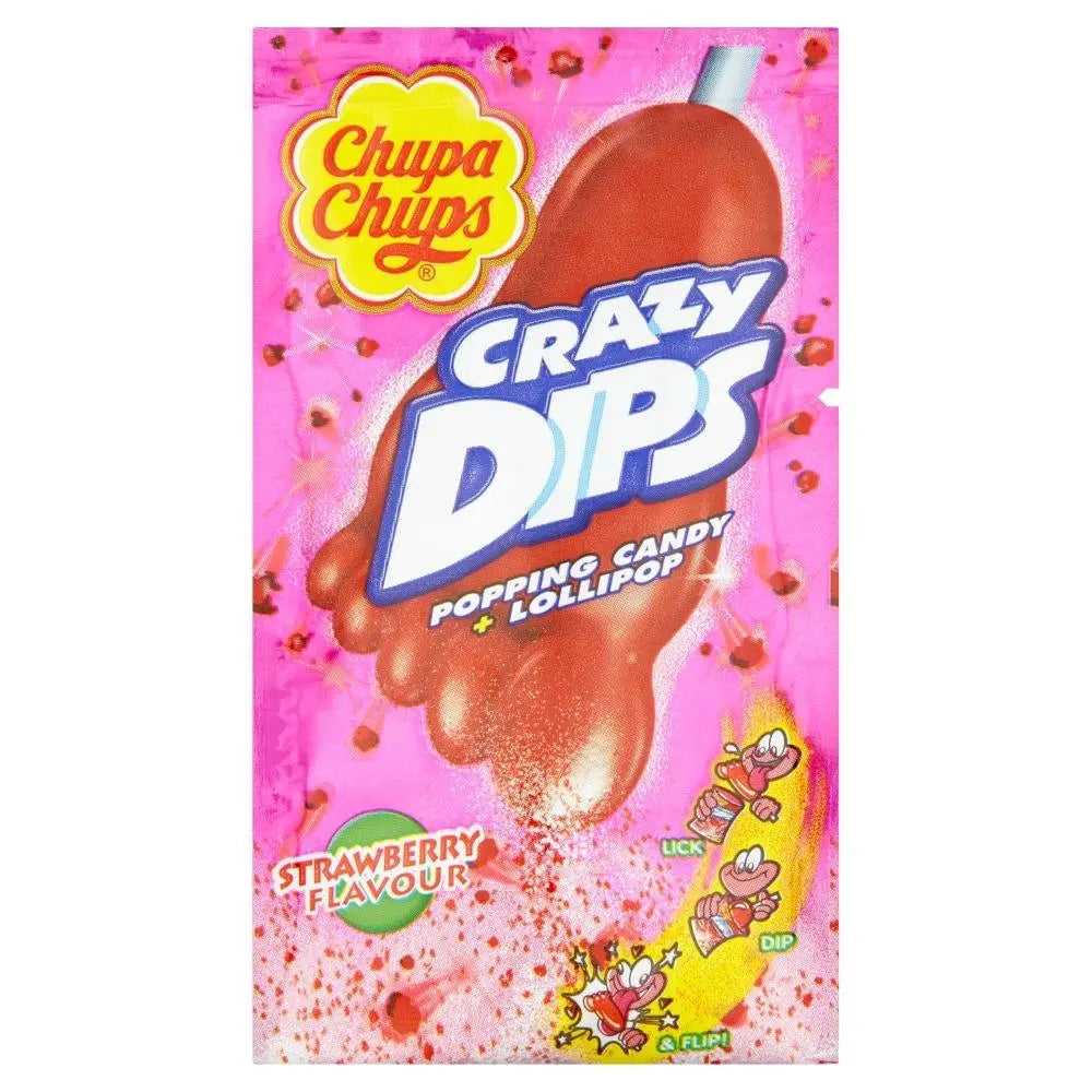 Chupa Chups Crazy Dips Strawberry med surt dip-pulver