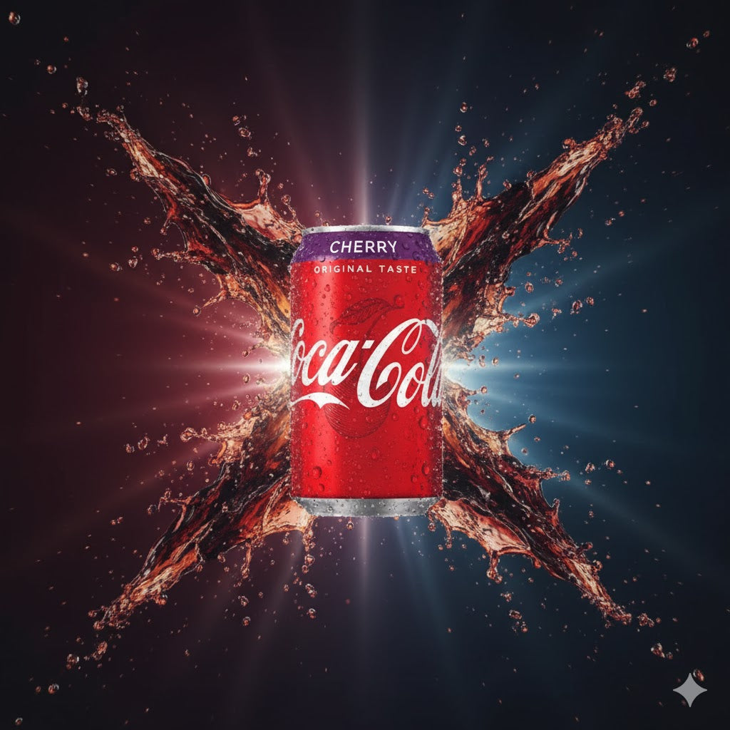 Coca-Cola Cherry 355ml – original Coca-Cola med fruktig kirsebærsmak og autentisk amerikansk design.