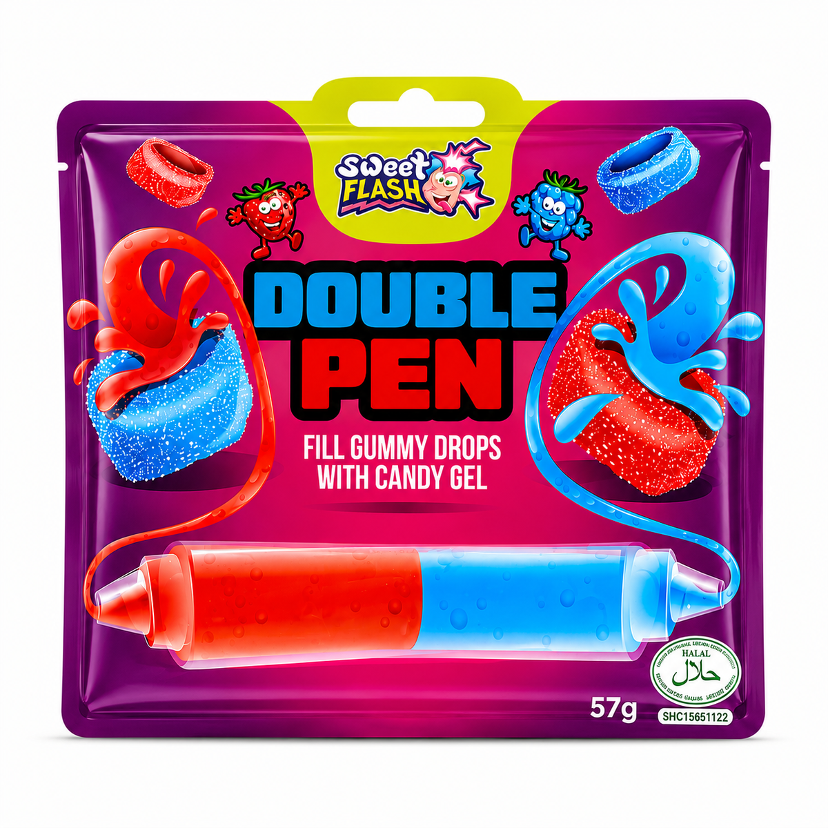 Sweet Flash Double Pen Sour Gummy Drops & Candy Gel 57g