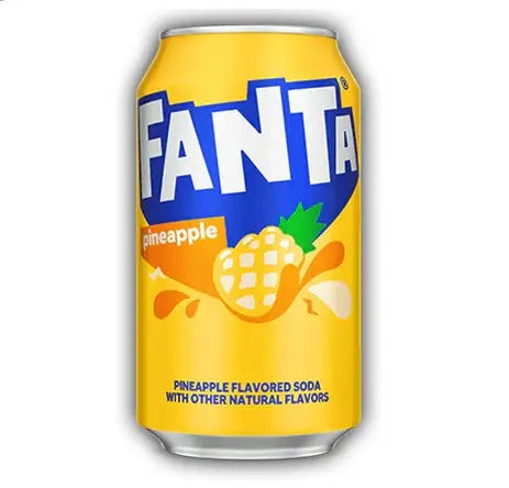 Fanta Pineapple 355ml (USA) – amerikansk brus med tropisk smak av søt ananas.