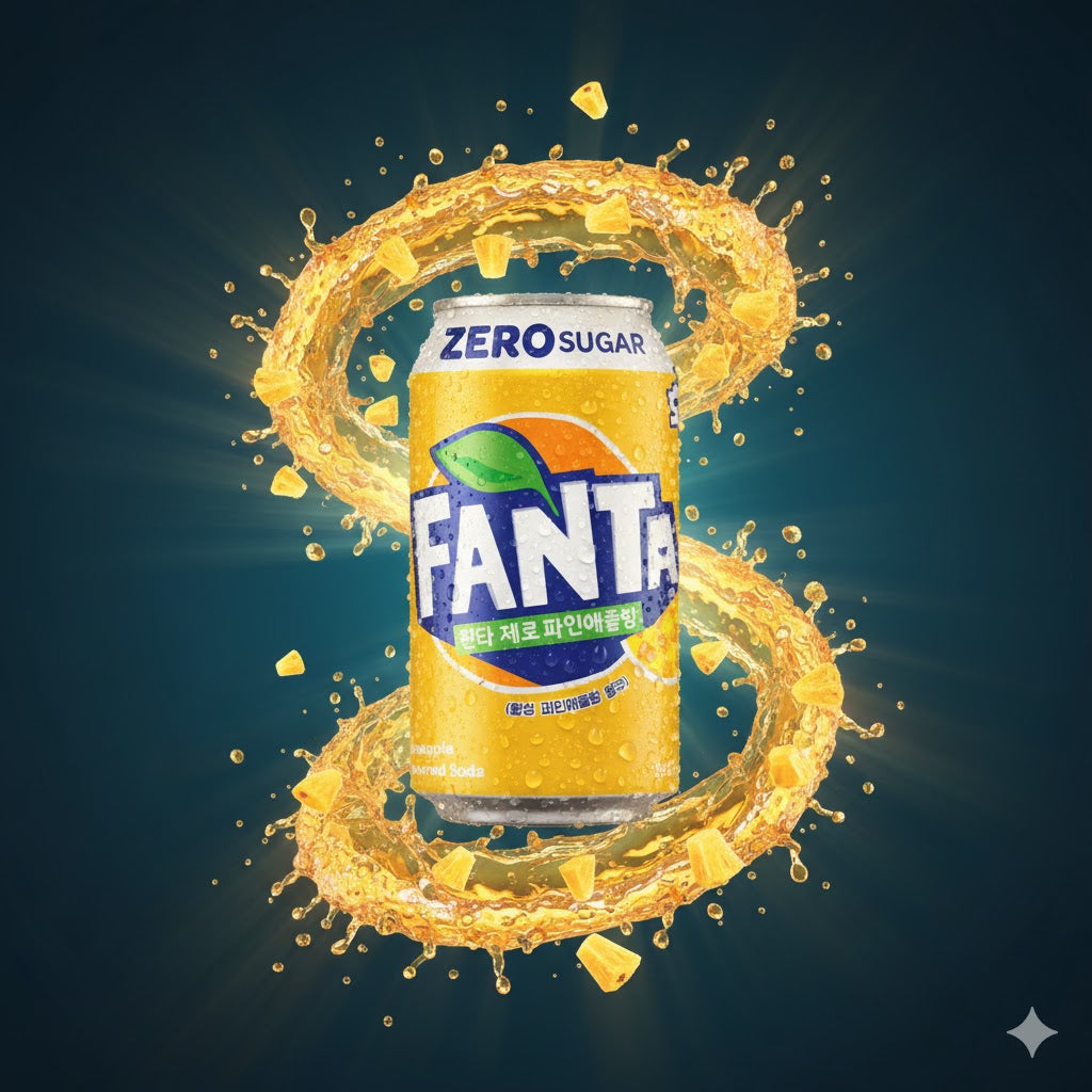 Fanta Zero Pineapple Fat Can (Asian) 350ml – eksotisk Fanta uten sukker i trendy asiatisk design.