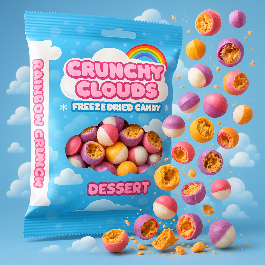 Crunchy Clouds Rainbow Crunch Desserts Freeze Dried Sweets Bag 50g