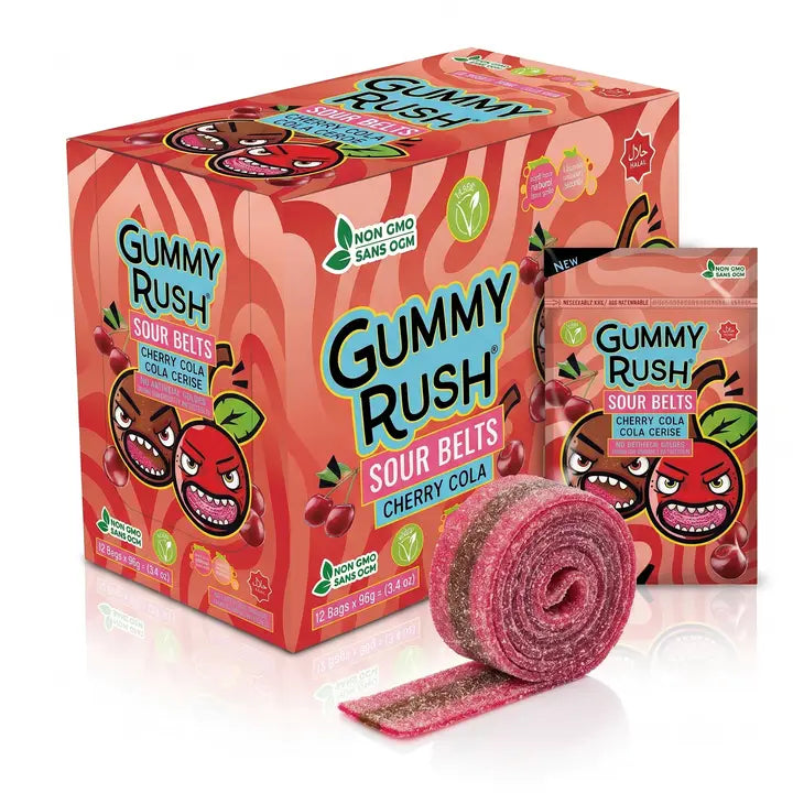 Gummy Rush Sour Belts Cherry Cola 96 g