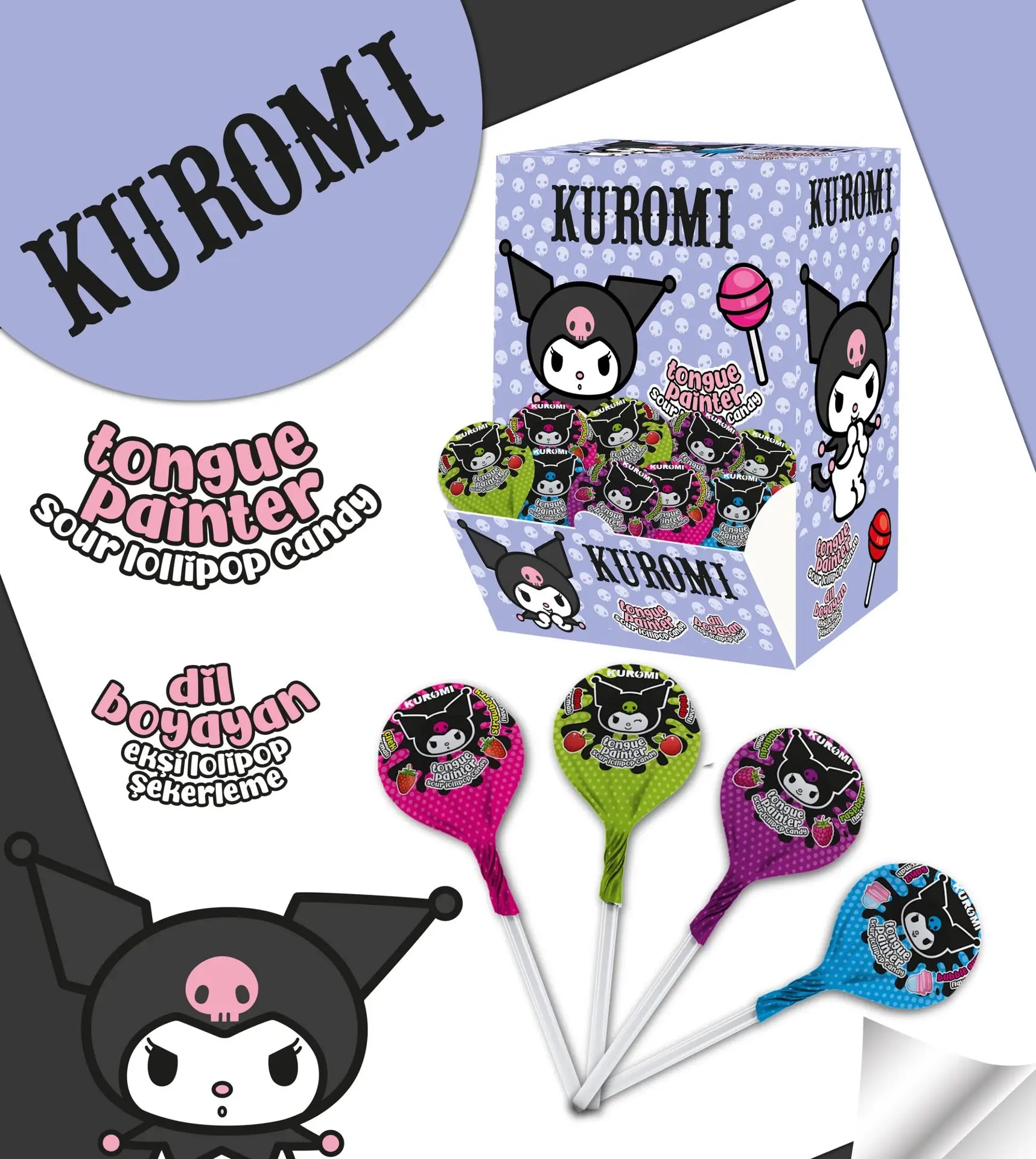 Kuromi Tongue Painter Sour Lollipop 16g