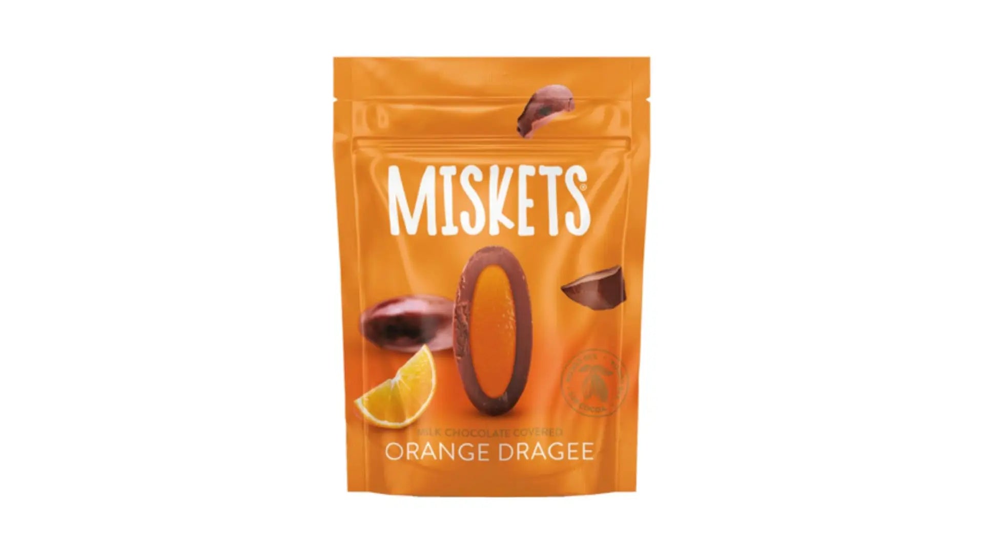 Miskets Milk Chocolate Orange Cab Dragee 70g drasjerte biter med sjokoladetrekk