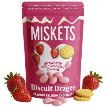 MISKETS White Chocolate Coated Strawberry Flavored Biscuit 80g