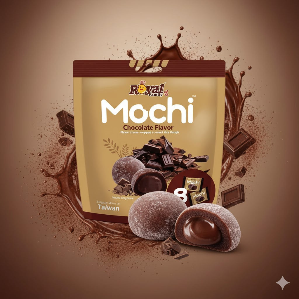 Japansk mochi Chocolate 120g – autentisk dessert fra Taiwan med kremet sjokoladefyll og seig mochi-tekstur.
