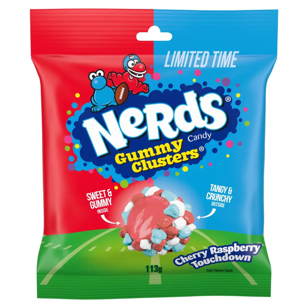 Nerds Cherry Raspberry Touchdown Gummy Cluster Bag 113g Limited Edition