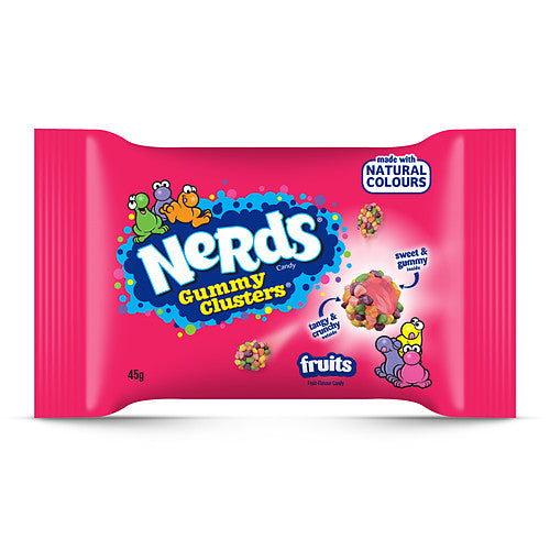 Nerds Gummy Clusters Fruit Flavour Candy Bag 45g