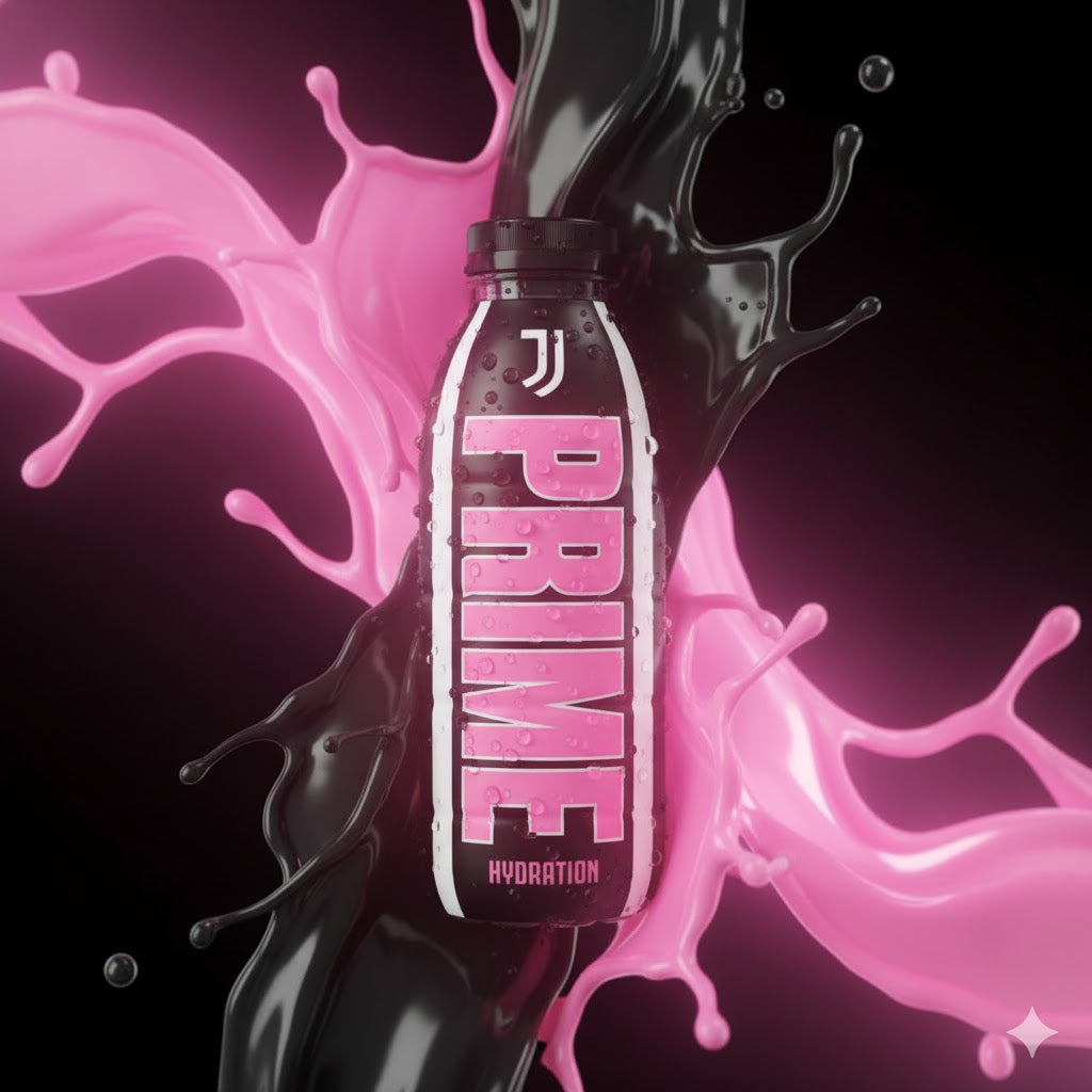 Prime Hydration FC Juventus Bottle 500ml – offisiell Juventus-utgave av Prime Hydration i eksklusivt svart-hvitt design.