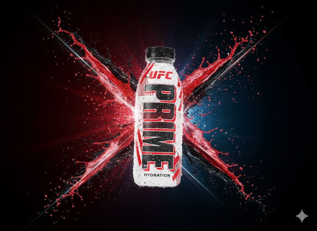 Prime Hydration UFC UK Bottle 500ml – offisiell Prime Hydration-utgave i rødt og svart UFC-design for maksimal ytelse.