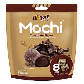 Royal Family Mochi Chocolate 120g – japansk-inspirert mochi fra Taiwan med fyldig sjokolade og myk risdeig.