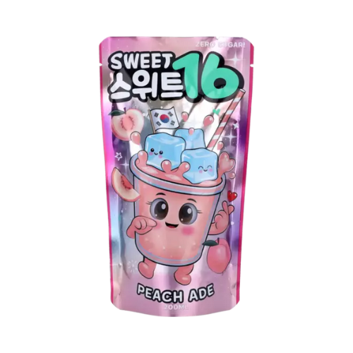 Sweet16 Peach Ade Zero Sugar Korean Pouch Drink 200ml