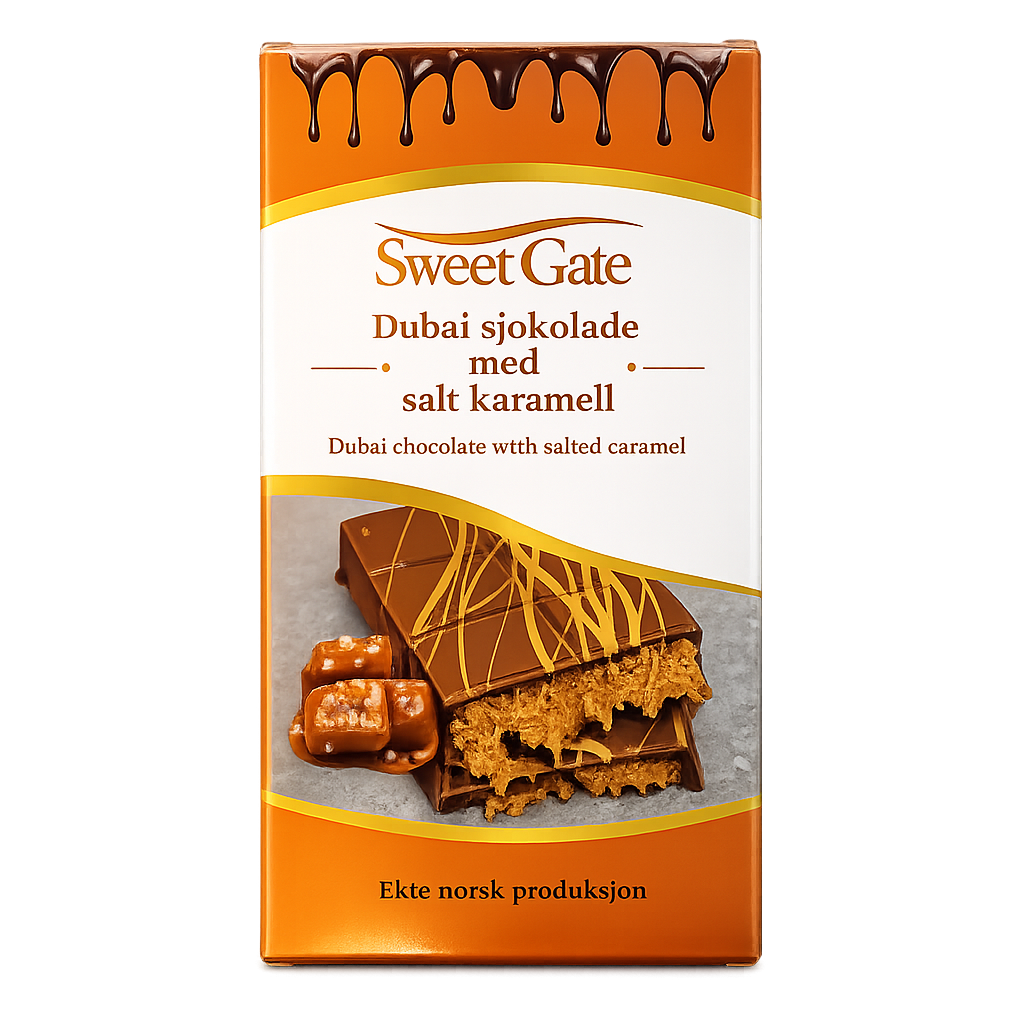 Sweet Gate Håndlaget Dubai Sjokolade Med Salt Karamell 210 g
