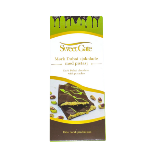 Sweetgate Mørk dubai sjokoladeplate med pistasj 80g