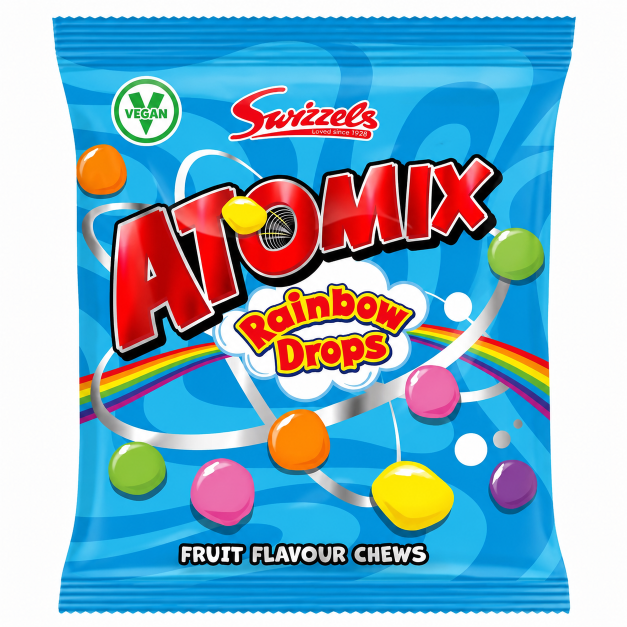 Swizzels Atomix Rainbow Drops Fruit Chews 100g