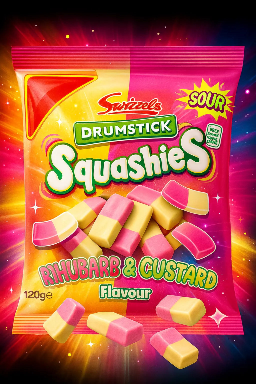 Swizzels Drumstick Squashies Rhubarb & Custard Flavour 120g