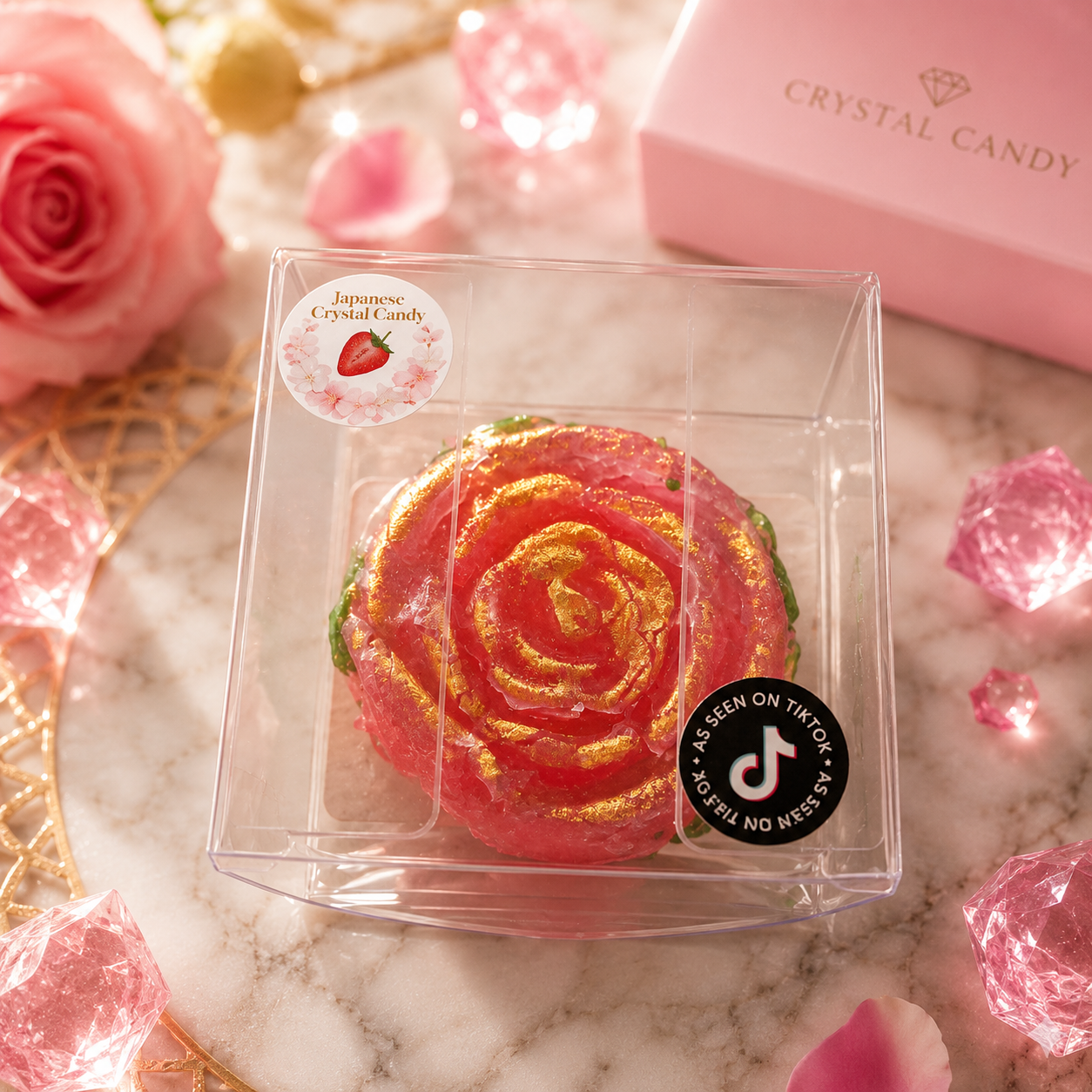 Jumbo Crystal Candy Rose – Strawberry
