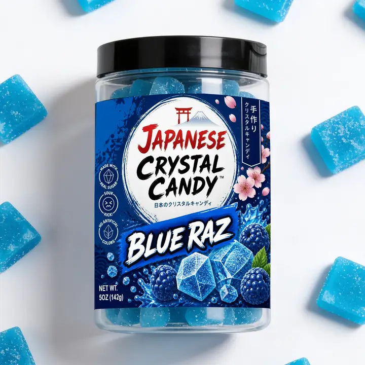 Japanese Crystal Candy Cubes – Blue Raspberry Flavor 142g