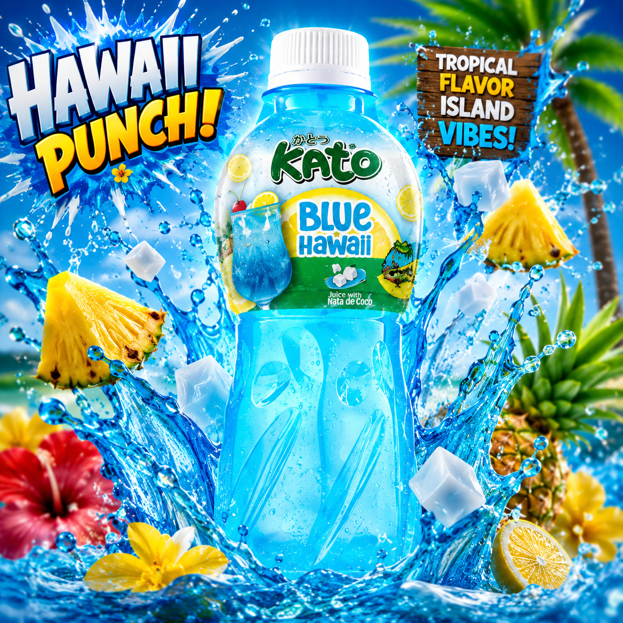 KATO Blue Hawaii Juice with Nata de Coco Jelly 320 ml