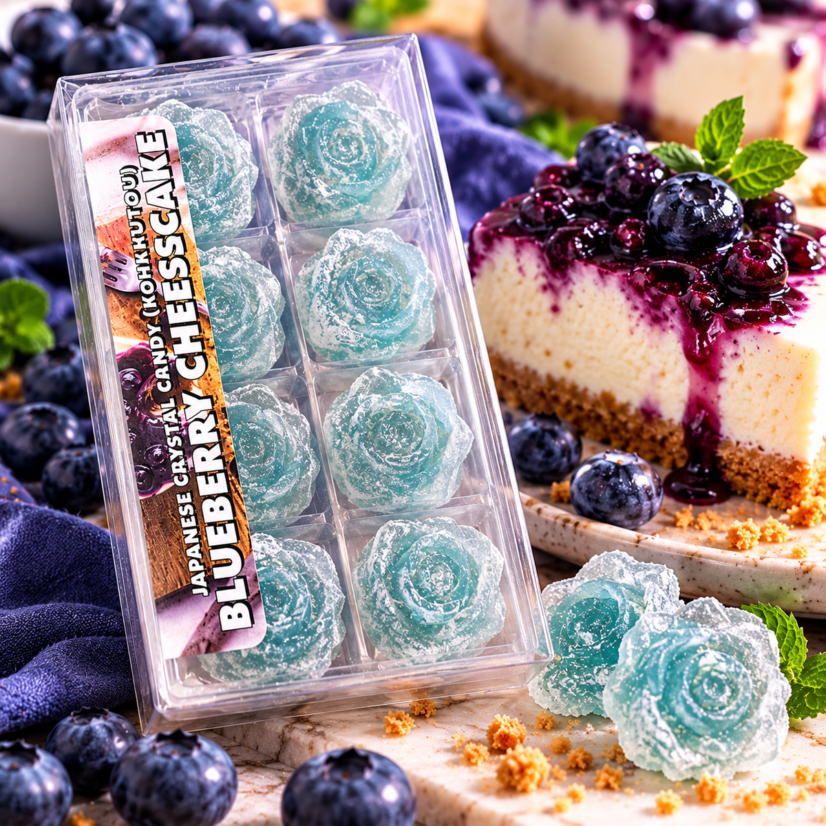 Crystal Candy Blueberry Cheesecake – Kohakutou Rose Treat Box