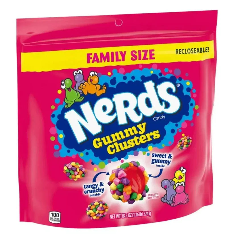 Nerds Gummy Clusters Rainbow Stand Up Bag Family Size 524g