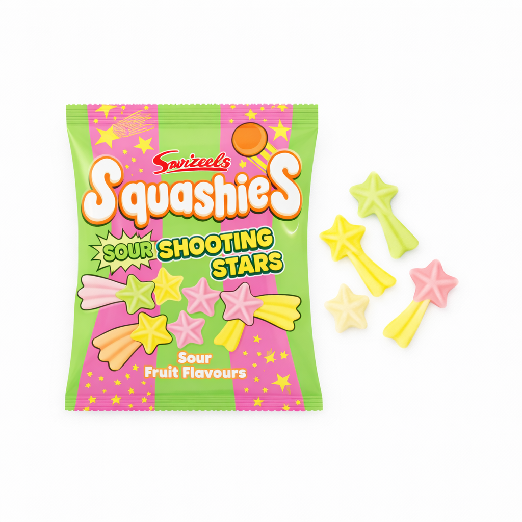 Swizzels Squashies Sour Shooting Stars Gum 100g
