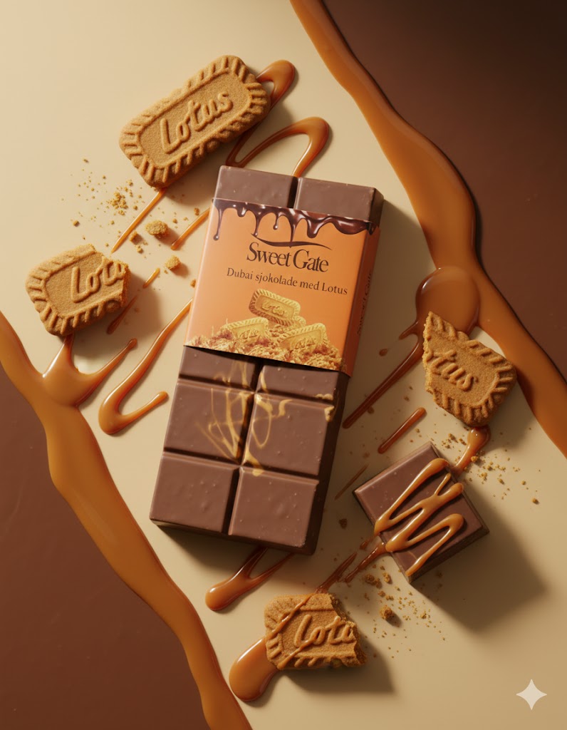 Sweet Gate Håndlaget Dubai Sjokolade med Lotus Biscoff 210 g